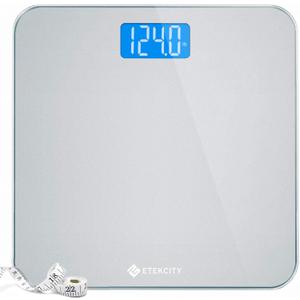Etekcity Scale for Body Weight, Digital Bathroom Weighing Machine for People, Large and Easy-to-Read Backlight Display, Accurate with High Precision Measurements, Durable Tempered Glass, 400 lbs (11.8 x 11.8 inches, Grey)