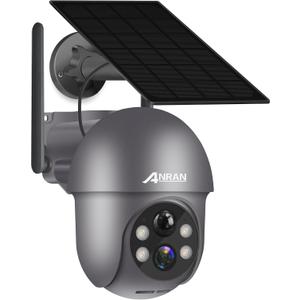ANRAN Security Camera Wireless Outdoor with 360 View, 2K Solar Outdoor Camera with Smart Siren, Spotlights, Color Night Vision, PIR Human Detection, Pan Tilt Control, 2-Way Talk, IP65, Q1 Grey (Gray)