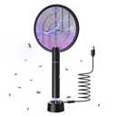 PALONE Electric Fly Swatter 4000V Bug Zapper Racket 2 in 1 Fly Swatter with 1200mAh Battery Rechargeable Mosquito Killer Lamp with 3 Layers Safety Mesh for Indoor and Outdoor