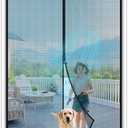 MAGZO Magnetic Screen Door Fit Door Size 72 x 80 Inch, Screen Size 74" x 81" French Door Screen with Full Frame Hook&Loop Black