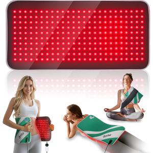 Red Light Therapy for Body, 24" x 12" Large Size (250 LEDs) Near Infrared Red Light Therapy Mat, 660nm&850nm, Adjustable Timer and Power Levels, Sweat-Resistant & Easy-Clean for Pain Relief (Green)