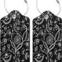 2 Pcs Luggage Tag for Suitcase Abstract Florals PU Leather Privacy Cover ID Label with Stainless Steel Loop and Address Card for Travel Bag Suitcase