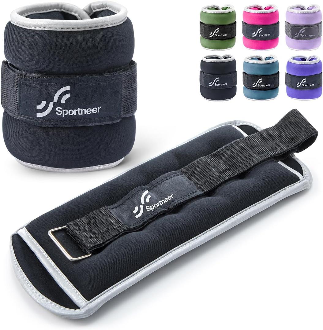 Sportneer Ankle Weights Wrist Weights Pair of 3LBS for Men Women Kids Strength Training Wrist and Ankle Weights Set with Reflective Strips for Dancing Running Walking Fitness Workout Gym