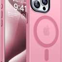 CANSHN Magnetic Compatible with iPhone 15 Pro Case [Compatible with Magsafe] [Translucent Matte] Slim Thin Shockproof Protective Bumper Cover Phone Case Cover 6.1 Inch - Pink