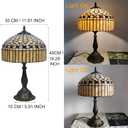 Tiffany Table Lamp, Gold Stripe Stained Glass Shade Bedside Table Lamps,Hand-Made Antique Nightstand Lamp for Bedroom Living Room Home Office+E26 LED Bulb,12X12X19 Inches