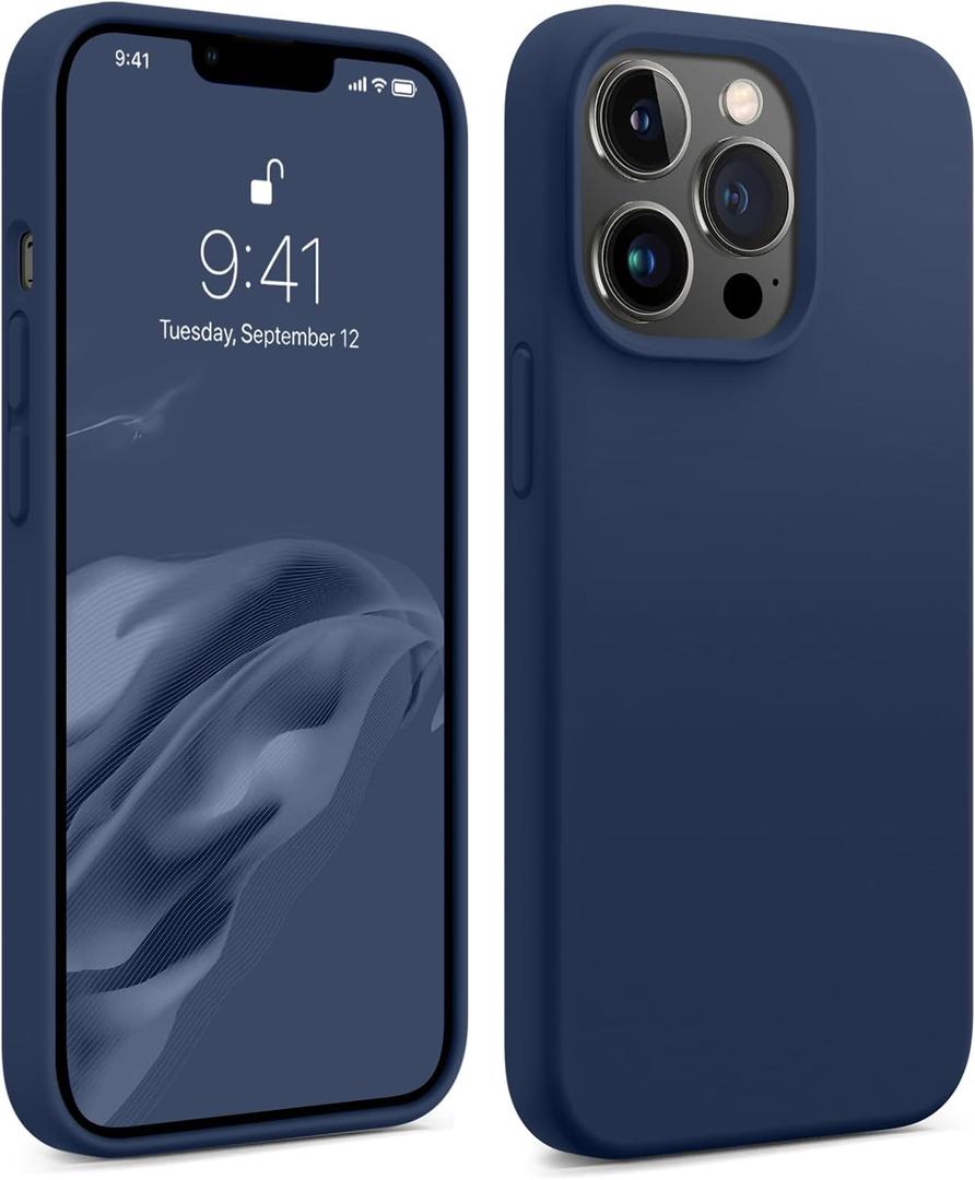 AOTESIER Magnetic for iPhone 13 Pro Max Phone Case, [Compatible with MagSafe][Military Shockproof Protection] Silicone Case with Soft Anti-Scratch Microfiber Lining, 6.7 inch, Navy