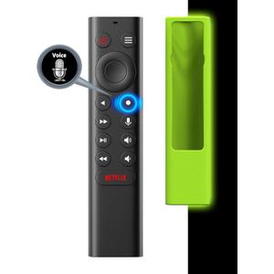 Replacement for Nvidia Shield Remote Control with Protective Case Loop-Glow in Dark (Green), Voice Search, Backlit Buttons, Customizable Menu Buttons