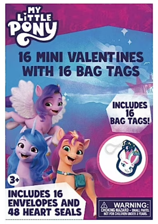 My Little Pony 16 Mini Valentines With 16 Bag Tags 3+