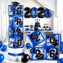 2026 Graduation Balloon Boxes Decorations Clear Balloon Box Stack with GRAD Letters for Graduation Party Table and Floor Display