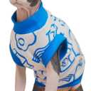 Sphynx Hairless Cat Summer Cotton T-Shirts Cat Vest Pet Clothes, Round Collar Vest Kitten Shirts Sleeveless, Cats & Small Dogs Apparel (Breakfast, XXL (13-15 lbs))