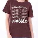 MAIHUN Gobble Till You Wobble Shirt Women Thanksgiving Shirt Funny Turkey Shirts Thanksgiving Day Tee Tops (Small, Red)