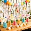 SUNBEAUTY 9PCS Spring Wildflower Party Decorations Wild Flowers Honeycomb Centerpieces for Tables Wildflower Birthday Spring Flower Theme Party Decorations for Garden Baby Shower, Easter, Mothers Day