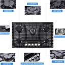 30 Inch Gas Cooktop, 5 Burners Built-in Stovetop, Stainless Steel LPG/NG Convertible Stove, Dual Fuel Sealed Hob - Black, 30 inches x 19.7 inches