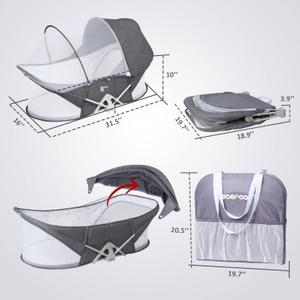 Bedside Bassinet for Baby, Portable Baby Bassinet Travel Bed with Mosquito Net & Sunshade, Lightweight Foldable Baby Crib with Easy-Clean Fabric for Home & Outdoor