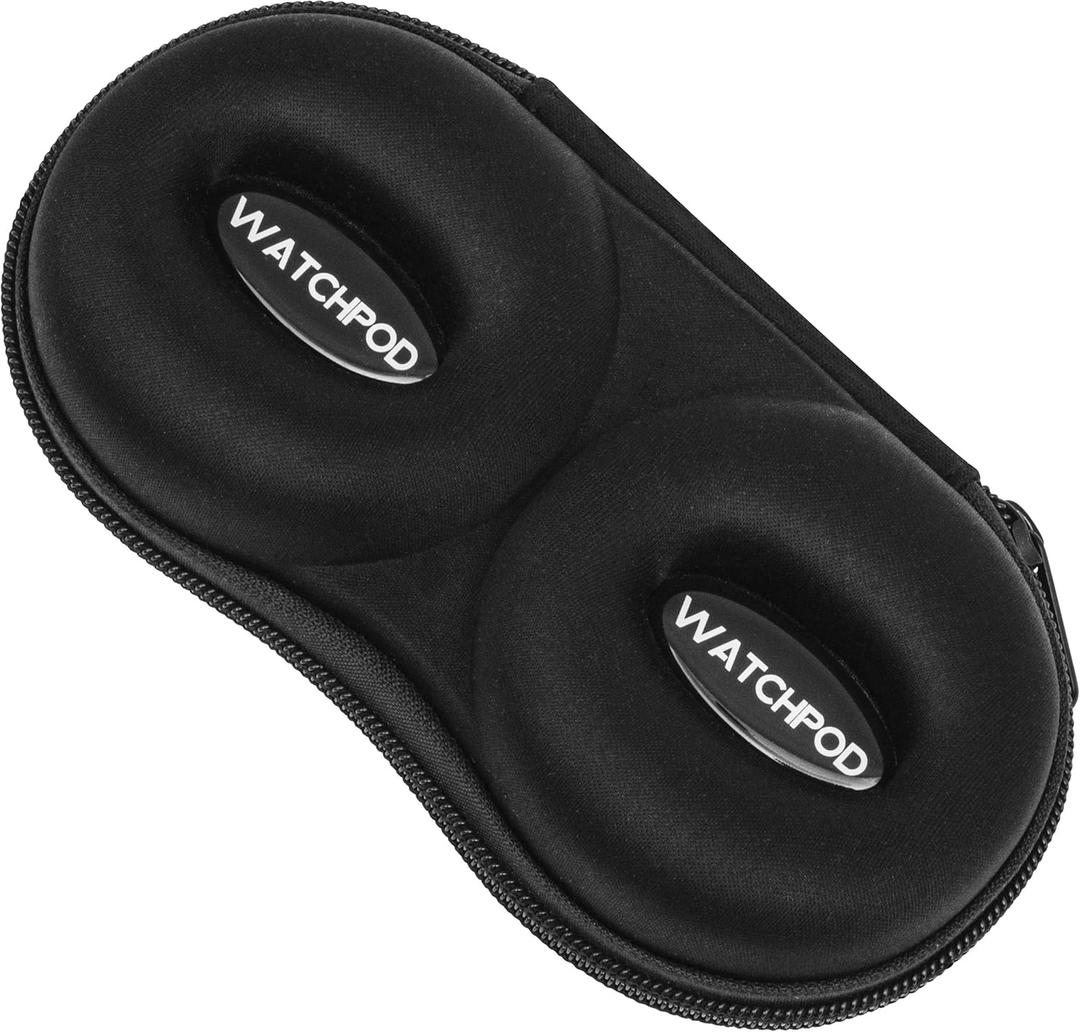 WATCHPOD Double Watch Travel Case Storage Holder Box for 2 Watches | Dual Tough Portable Protection w/Zipper Fits All Wristwatches & Smart Watches Up to 50mm (Black)