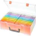 Photo Storage Box 4x6, 18 Inner Photo Case Large Photo Organizer Acid-Free Photo Box Storage Photo Keeper Photo Storage Case, Plastic Craft Storage Box for Photo Stickers Stamps Seeds (9 Colors)