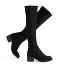 Shoe'N Tale Women's Over The Knee Thigh High Chunky Heel Pointed Toe Faux Suede Side Zipper Fall Weather Winter Boots(8.5,Black) (Black, M)