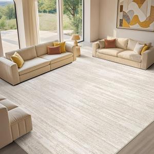 Area Rug Living Room-10X14 Abstract Washable Rug Beige