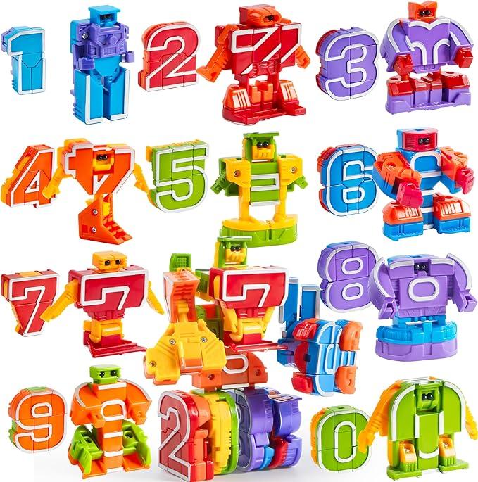 JOYIN 10 Pcs Number Robots Educational Toys, Number Robots, Action Figure Learning Toys, Easter Basket Stuffers, Birthday Gifts for Kids Boys Girls 3 4 5 6 Years Old