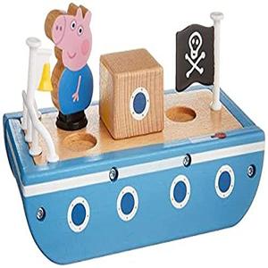 Peppa Pig Wooden Boat, Includes George Pig Figure, Made of Responsibly Sourced Wood, for Ages 2 and Up
