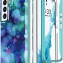 Esdot for Samsung Galaxy S22 Case,Military Grade Passing 21ft Drop Test,Rugged Cover with Fashionable Designs for Women Girls,Protective Phone Case for Galaxy S22 6.1" Opal Marble Purple