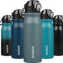 BJPKPK 25oz Insulated Water Bottle with Straw Stainless Steel Double Wall Water Bottles BPA Free Leak Proof Thermal Flask with Lockable Flip Lid,Dark Grey
