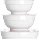 DOWAN Ceramic Bowl Set with Lids, Serving Bowls, Food Storage Container, Porcelain Prep Bowl, Small Mixing Bowls for Kitchen, Microwave & Dishwasher Safe, 64/42/22/12 Ounces, Set of 4, Soft White