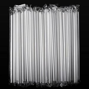 [Individually Wrapped] ANGLED TIPS 100 Pcs Clear Disposable Jumbo Smoothie Straws, Wide Plastic Milkshakes Drinking Straws, BPA FREE (9.45" long and 0.43" Diameter)