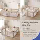 Sweeby Foldable Baby Playpen, 71x59 Playpens for Babies and Toddlers Large Play Yard with Door Baby Fence with Gate and Indoor & Outdoor Play Pen, Beige