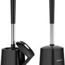 SetSail Toilet Brush and Holder, Self Closing Lid Toilet Bowl Brushes Holder and Extra Long Handle Ventilated Toilet Brush Set for Bathroom Cleaning, Nylon Bristles, 2 Packs, Black