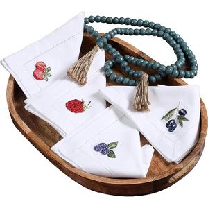 Cotton Textured Cloth Dinner Set of 4– Hemstitched, Machine Washable, Wedding & Thanksgiving Table Use, Cotton Fabric with Retail Gifting Package – Set of 4