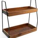 Demigo Acacia Bathroom Organizer Countertop 13.6 x 14 x 6.7 inches, 2-Tier Wood Counter Standing Rack, Countertop Storage Shelf for Organizing Bathroom Kitchen Office Desk Vanity Cosmetic Balcony (Brown)