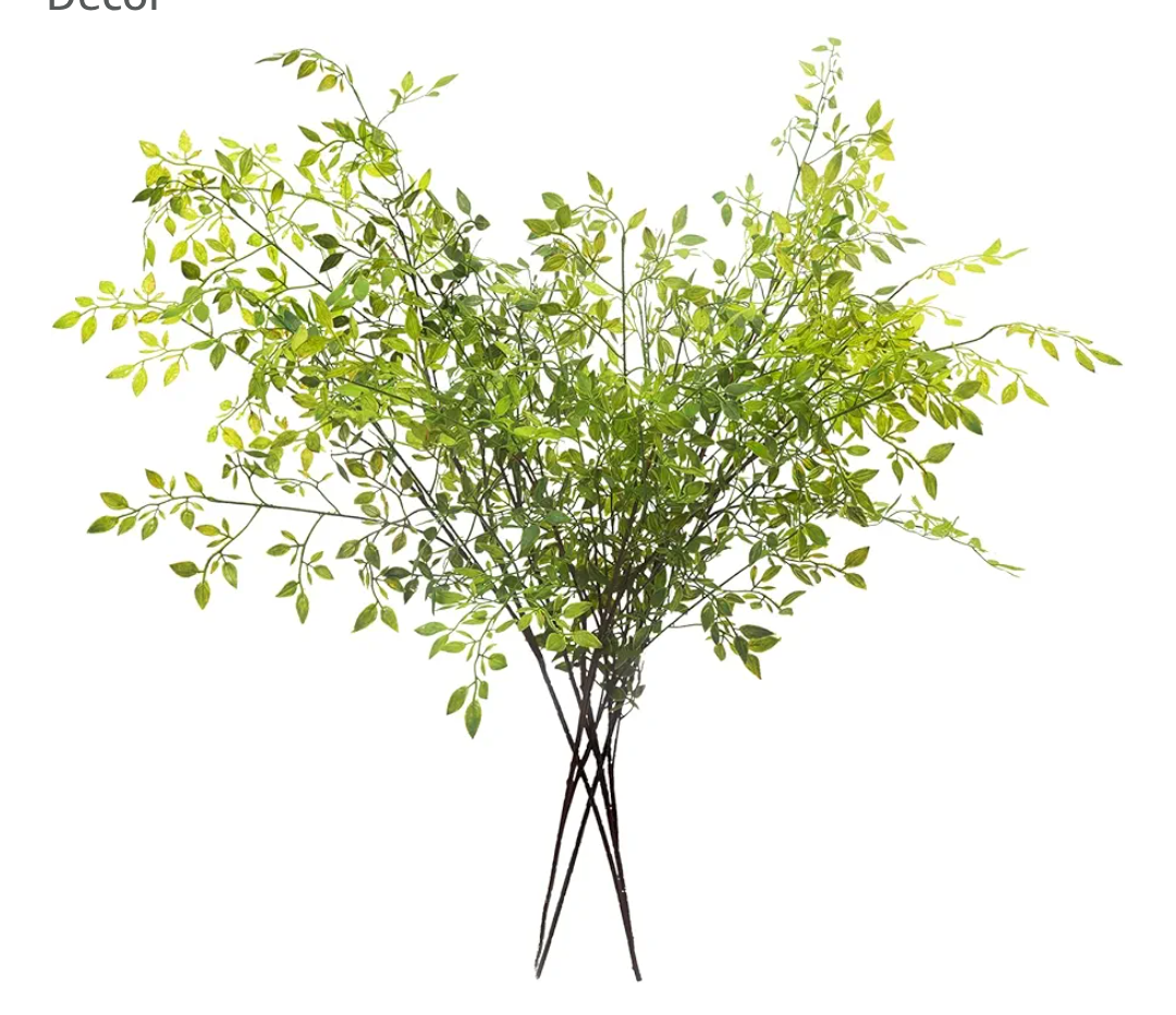Melorca&Guilla Artificial Plants,4PCS 43.3" Green Nandina Faux Branches for Vase,Faux Greenry Stems Fake Plants for Shop Garden Office Home Décor