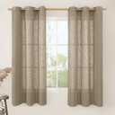 LAMIT Linen Curtains 63 inch Length 2 Panels for Living Room, Light Filtering Panels Bronze Grommet Neutral Textured Drapes for Bedroom/Office, Beige Grey, 34 x 63 Inch