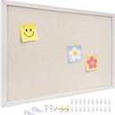 24'' x 36'' Linen Bulletin Board, Large Corkboard, White Oak Frame Linen Cork Board, Vision Board and Decorative Hanging Pin Board