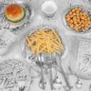 HOWAF 97pcs Silver New Years Decorations Party Tableware Set, Serves 12, New Years Plates and Napkins Cups New Year Eve Party Tablecloth Cutlery Disposable Dinnerware Set for NYE Decorations 2026