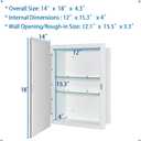IDYLLOR Bathroom Medicine Cabinet with Beveled Edge Mirrored Door 14 x 18 inch, Recessed or Surface Mount, with Adjustable Glass Shelves