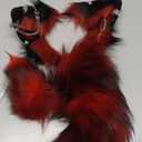 Cat Fox Wolf Ears and Tail Set - Plush Cosplay Clips Headband and Tail for Halloween, Costume Accessories,Gothic Punk 02ALL (Gd Skeleton Re Bl Re)