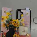 Shorogyt for Samsung Galaxy S25 Wallet Case - Cute Fashion Sunflower Cat Design with Card Holder Kickstand for Magnetic Clasp Back Flip Folio Leather Phone Cases for Wome Girls Men