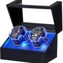 ANWBROAD Watch Winder for Automatic Watches, Double Automatic Watch Winder Box with Quiet Japanese Motor, 4 Modes Dual Watch Winder with LED Light, Type-C Adapter, UJWW016C