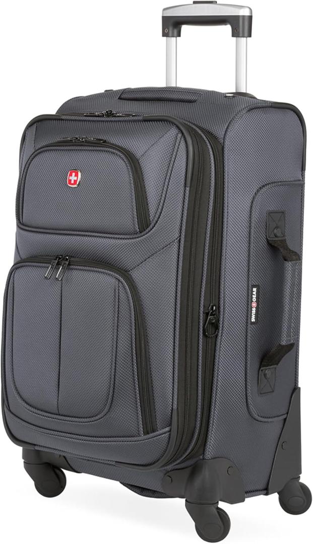 SWISSGEAR Sion Softside Expandable Spinner Luggage Durable Lightweight Travel Suitcase, Dark Grey, Carry-On 21-Inch