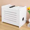 White Router Shelf Projector Shelf Projector Stand Router Storage Box Modem Cable Router Cover Organized Power Strip Cable Management Hider Rack by Solid Wood Need Assembly