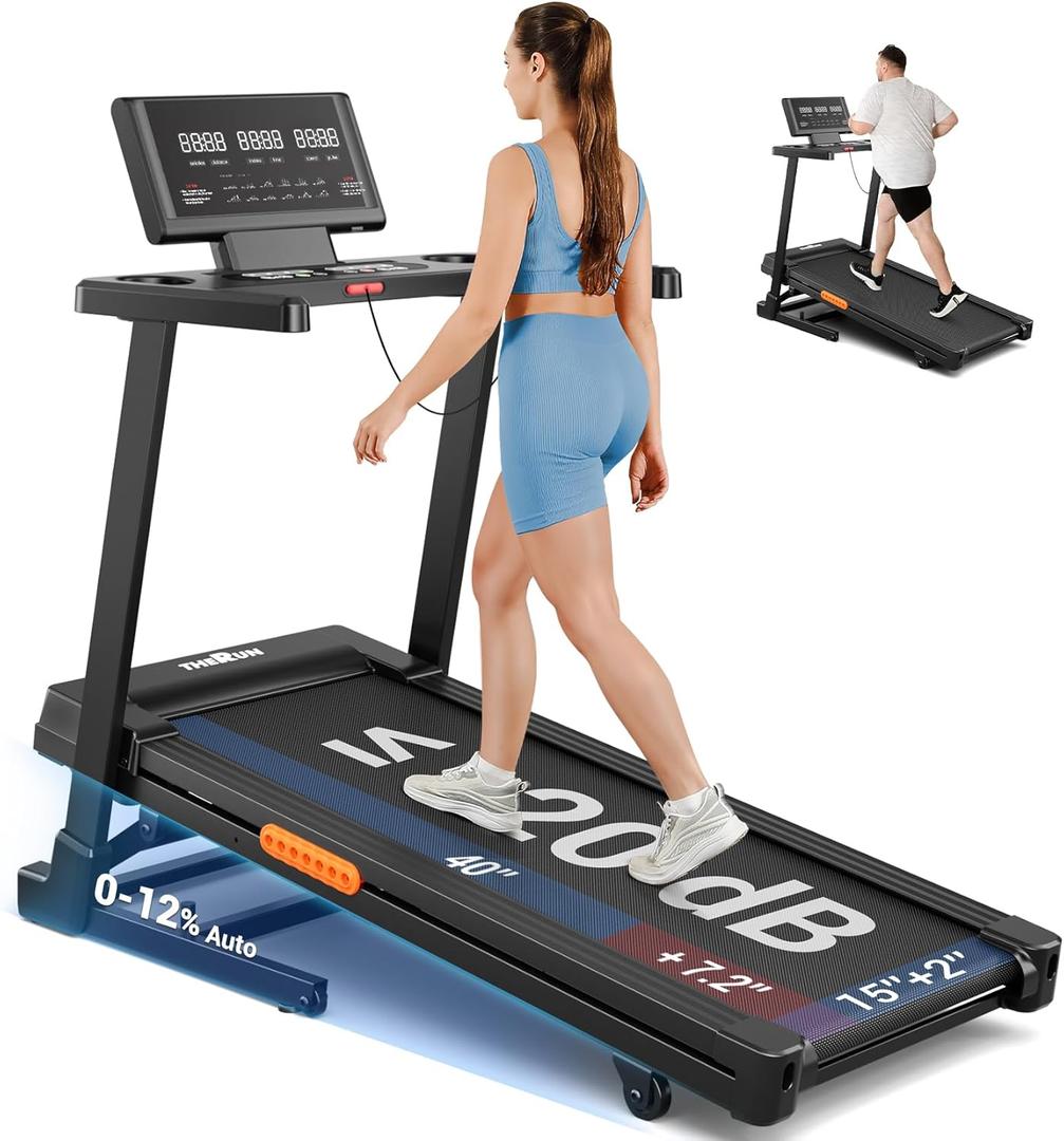 THERUN Treadmill with Incline, Incline Treadmill, Brushless Motorized Treadmills for Quiet Running