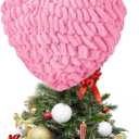 9 Inch Valentine's Day Heart Tree Topper, Valentine's Day Knitted Crochet Heart Tree Topper Ornaments, Pink Valentine Knitted Heart Ornament for Valentines Day Wedding Anniversary Party Supplies