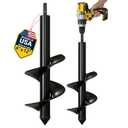 K-Brands Auger Drill Bit for Planting  4 x 12 Inch - Garden Spiral Hole Drill Planter for Bulb Planting, Bedding Plants, Umbrella Holes - 3/8 Inch Hex Drive Drill