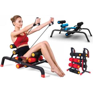 Foldable Back Extension Machine Home Gym Sit Up Machine for Glute & Ab Workouts Squat Machine for Home Gym Back Exercise for Lower Back Training with Resistance Bands (130 Style)