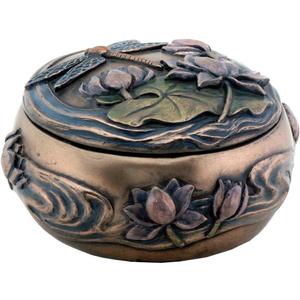 Dragonfly with Flowers Art Nouveau Design Jewelry Holder Box