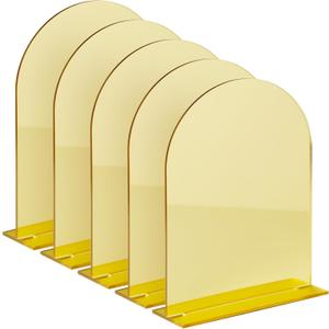 8x10 Inch Gold Mirror Arch Acrylic Sign with Stand | 5 Pack Blank Gold Arch Acrylic Table Signs with Base for DIY Arched Wedding Signage Wedding Table Numbers,Events& Parties (8x10 Inch)