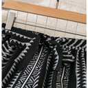 WDIRARA Women's Boho Geometric Striped Straight Leg Pants Tie Knot Elastic Waist Trousers Black Small