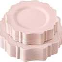 COLOSUS 60 Pack Pink Plastic Plates Set for 30 Guest, Pink Party Plates, Heavy Duty Pink Plates, include 30 Dinner plates& 30 Salad/Dessert plates for Party, Spring, Wedding, Birthday, Valentine's, Easter Day